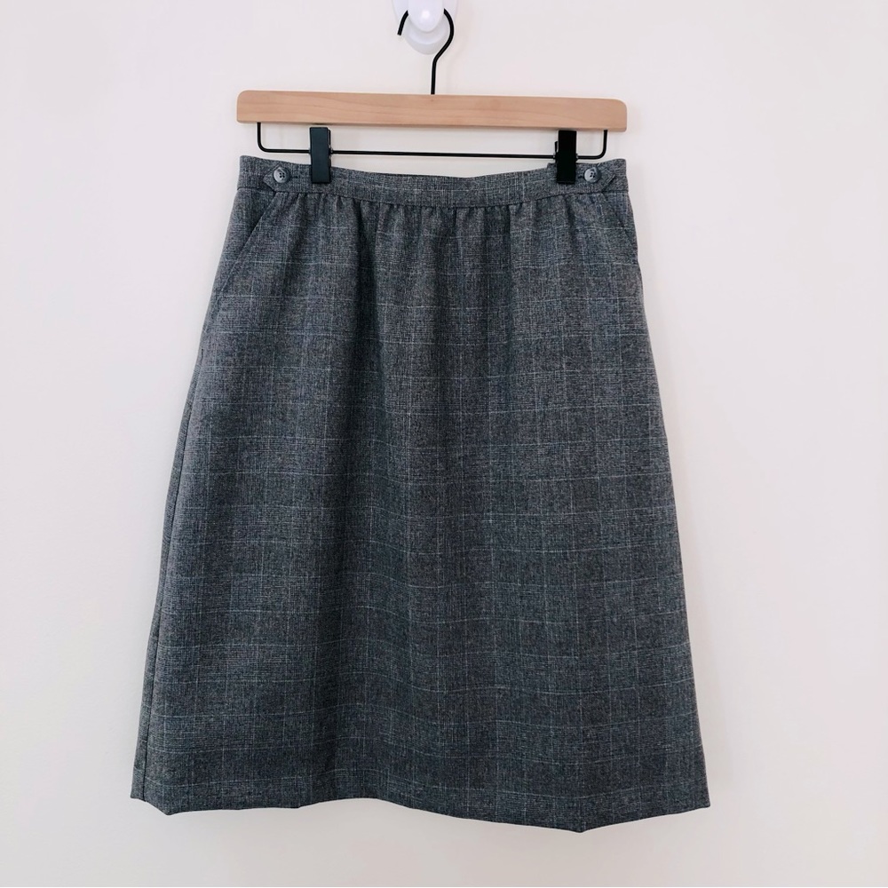 Classic Gray Plaid Skirt